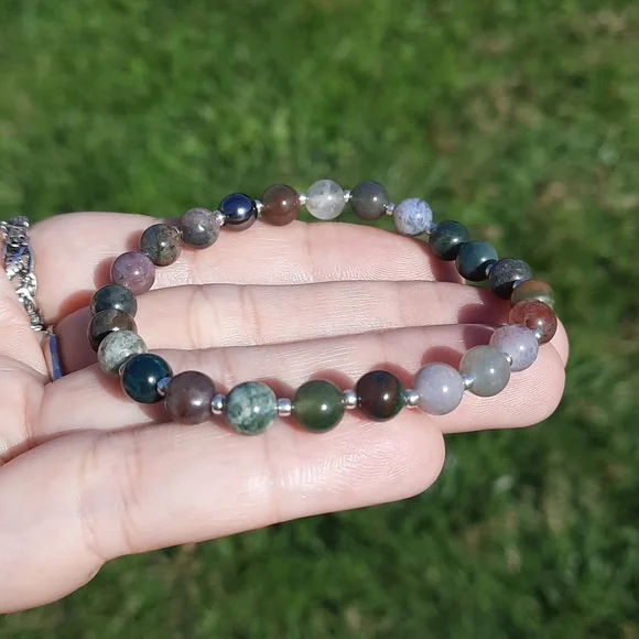 Indian Agate 6mm bracelet (Spacers) - Picture 3 of 5